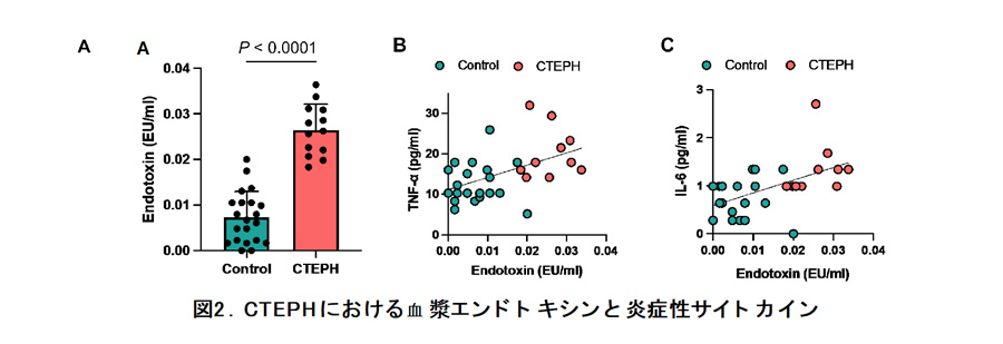 図2.CTEPHにおける血漿エンドトキシンと炎症性サイトカイン