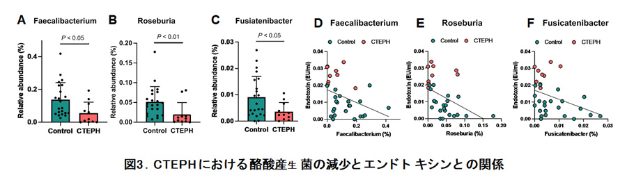 図3.CTEPHにおける酪酸産生菌の減少とエンドトキシンとの関係